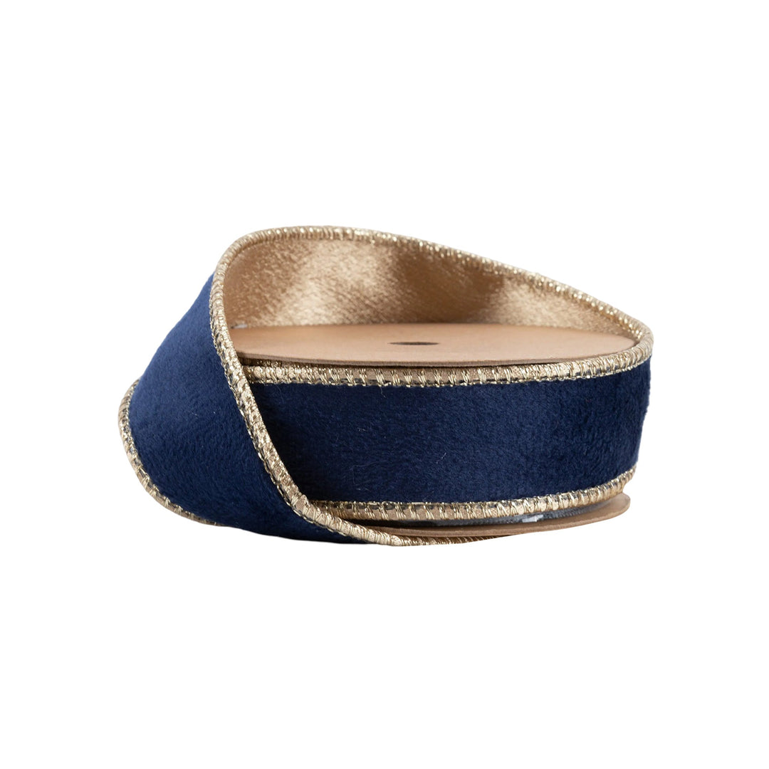 Navy & Gold Reversible Classic Velvet Wired Ribbon - 1" - Greenery Market7115W - 374 - 25E