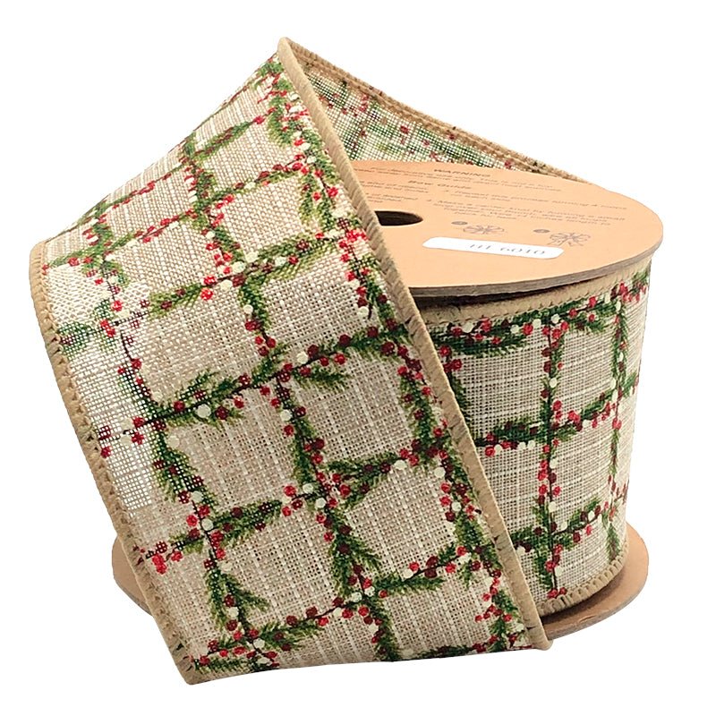 Net Holly Petter Wired Ribbon - 2.5" - Greenery MarketWR - 10152 - 063 - 10