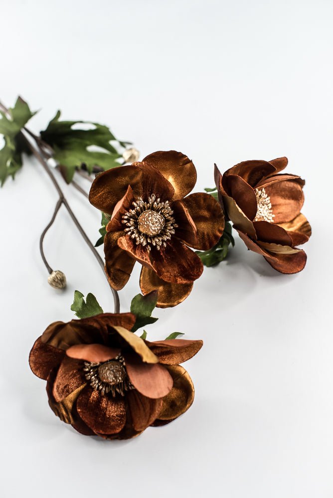 Nutmeg Glamour Velvet Anemone Spray - 29" - Greenery MarketXF660NUT