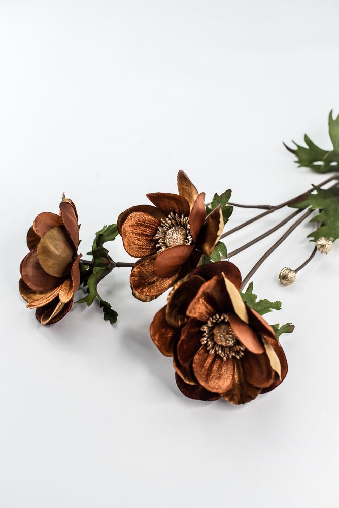 Nutmeg Glamour Velvet Anemone Spray - 29" - Greenery MarketXF660NUT