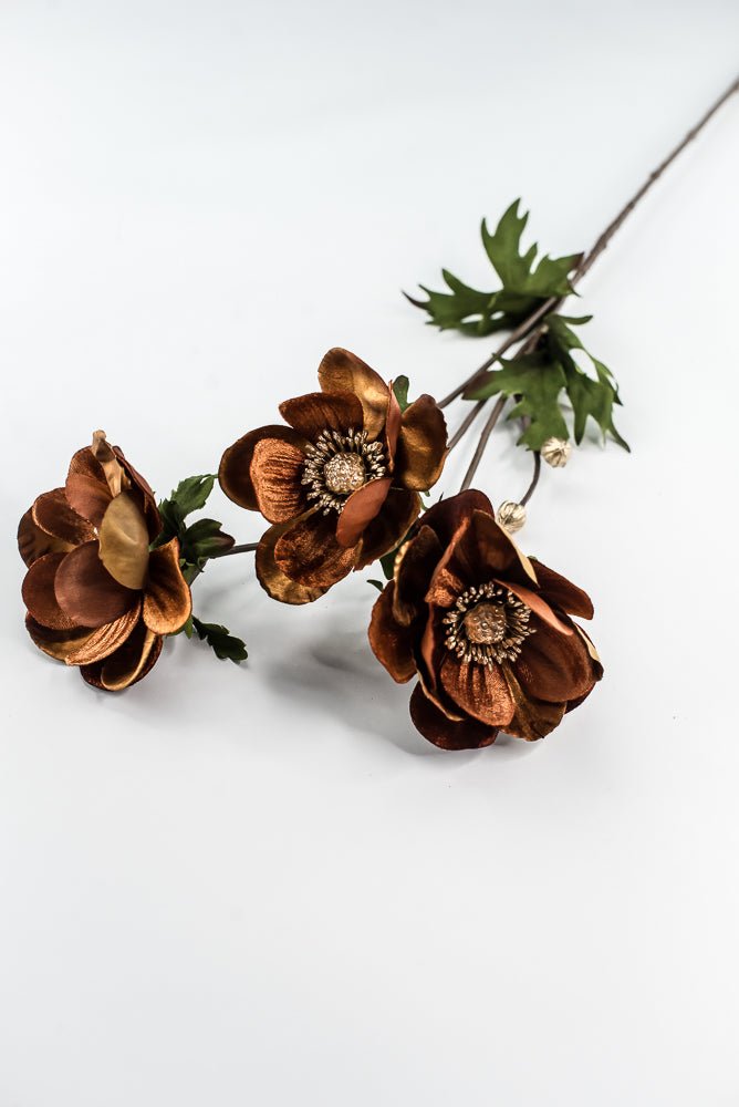 Nutmeg Glamour Velvet Anemone Spray - 29" - Greenery MarketXF660NUT