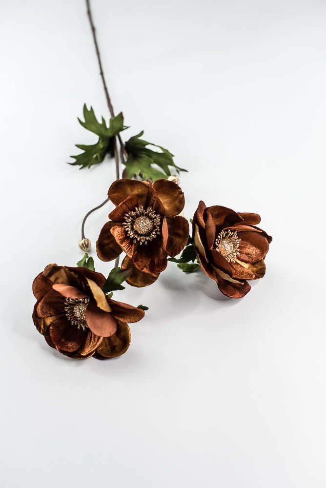 Nutmeg Glamour Velvet Anemone Spray - 29" - Greenery MarketXF660NUT