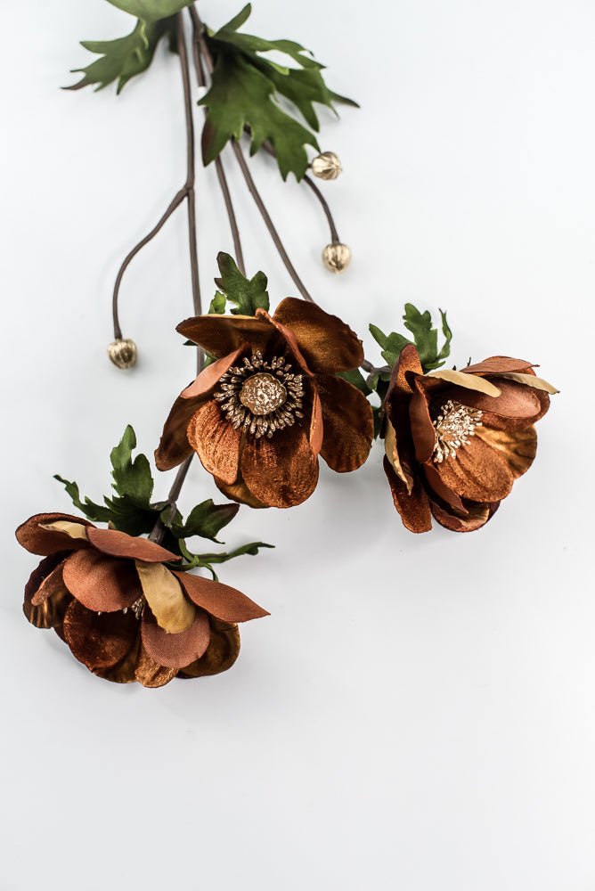 Nutmeg Glamour Velvet Anemone Spray - 29" - Greenery MarketXF660NUT