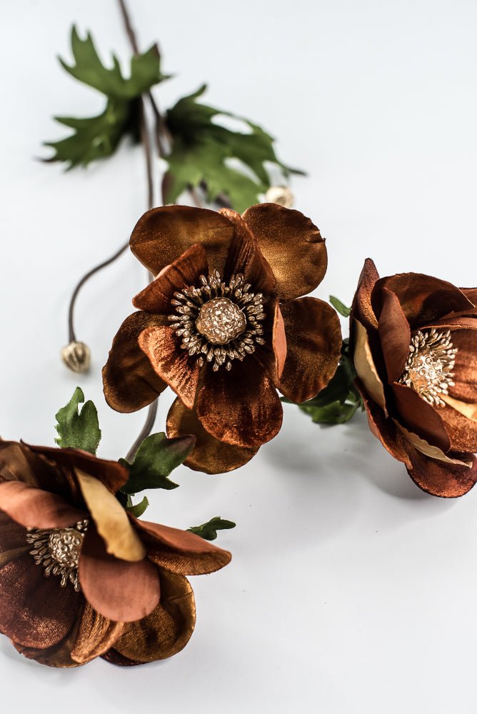 Nutmeg Glamour Velvet Anemone Spray - 29" - Greenery MarketXF660NUT