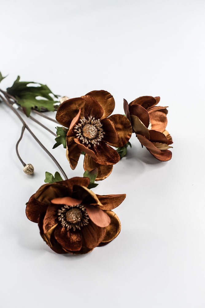 Nutmeg Glamour Velvet Anemone Spray - 29" - Greenery MarketXF660NUT