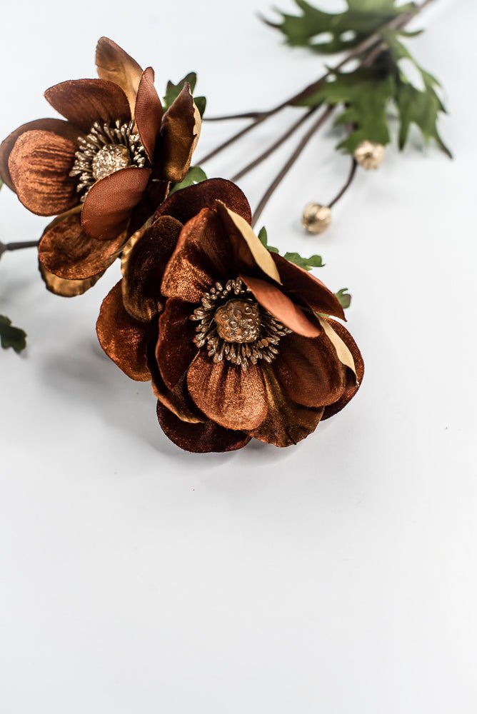 Nutmeg Glamour Velvet Anemone Spray - 29" - Greenery MarketXF660NUT
