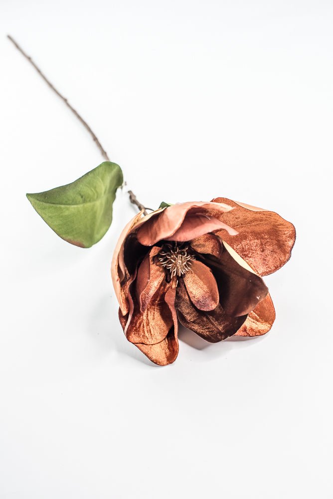Nutmeg Glamour Velvet Magnolia Spray - 29" - Greenery MarketXF662NUT