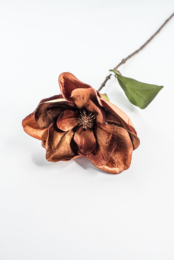 Nutmeg Glamour Velvet Magnolia Spray - 29" - Greenery MarketXF662NUT