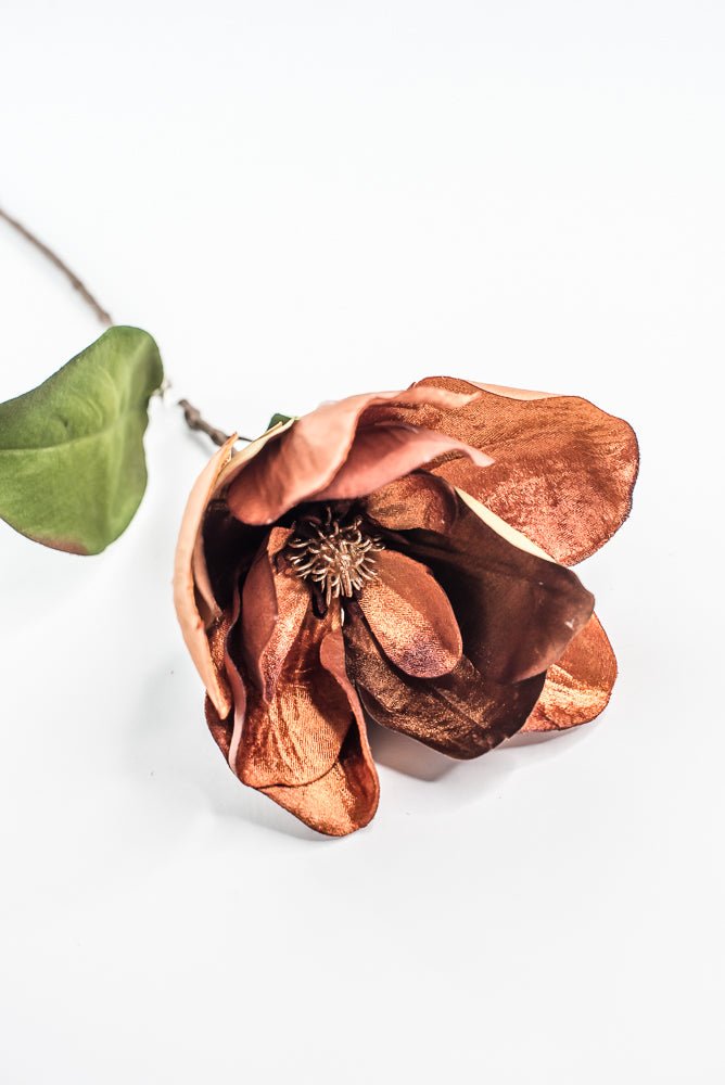 Nutmeg Glamour Velvet Magnolia Spray - 29" - Greenery MarketXF662NUT