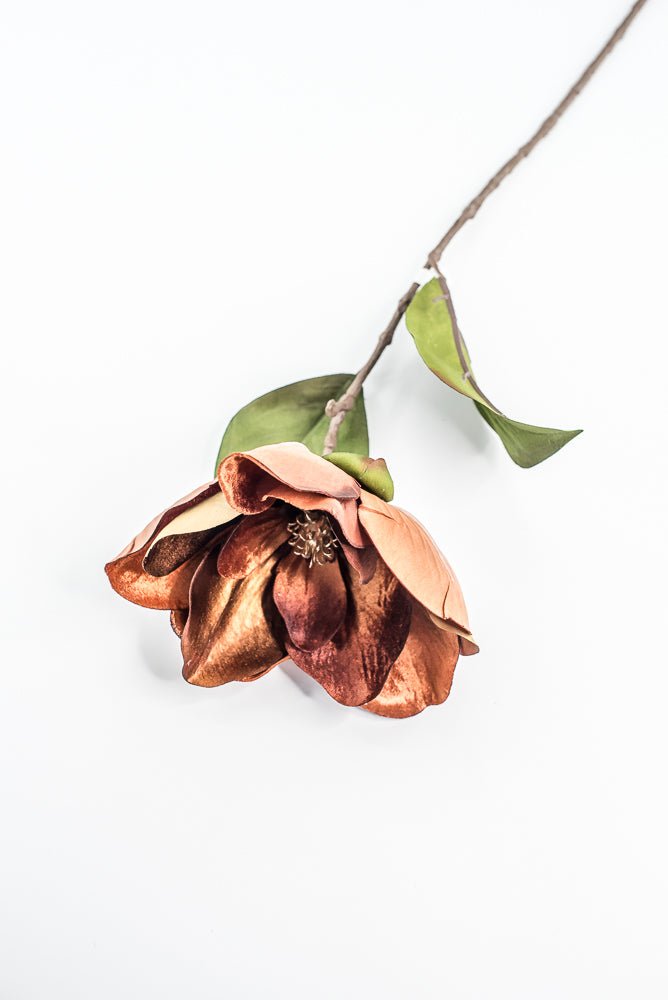 Nutmeg Glamour Velvet Magnolia Spray - 29" - Greenery MarketXF662NUT