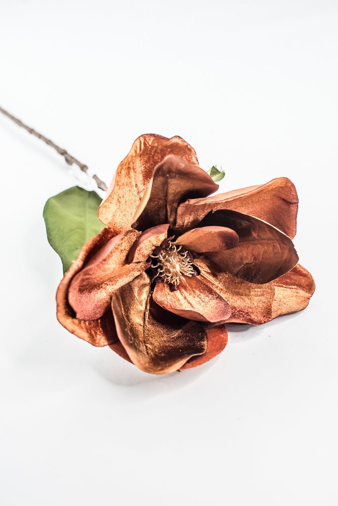 Nutmeg Glamour Velvet Magnolia Spray - 29" - Greenery MarketXF662NUT