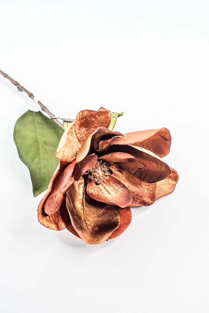 Nutmeg Glamour Velvet Magnolia Spray - 29" - Greenery MarketXF662NUT