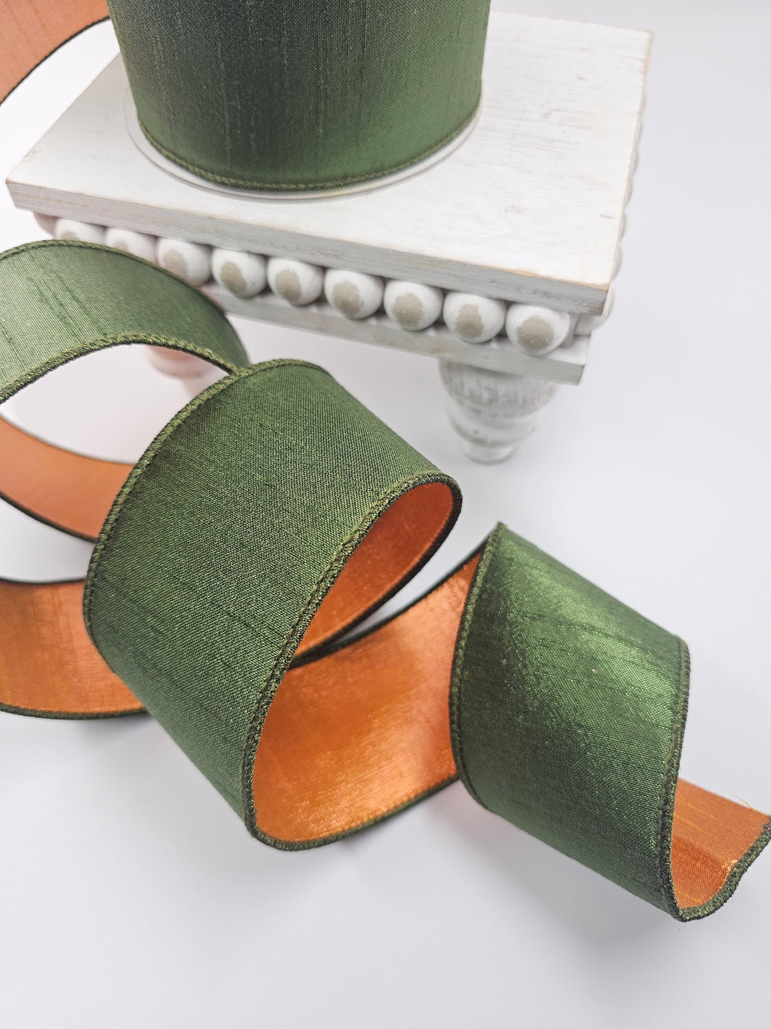 Olive Green Two Tone Farrisilk Wired Ribbon - 2.5" - Greenery MarketRibbons & TrimRG634 - 42