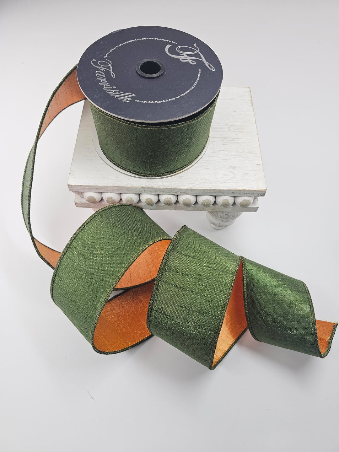 Olive Green Two Tone Farrisilk Wired Ribbon - 2.5" - Greenery MarketRibbons & TrimRG634 - 42