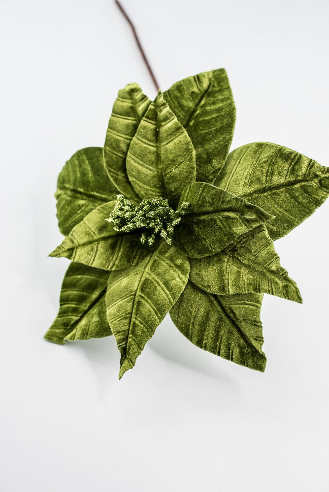 Olive Green, Velvet Poinsettia Stem - Greenery Market86612OLIVE