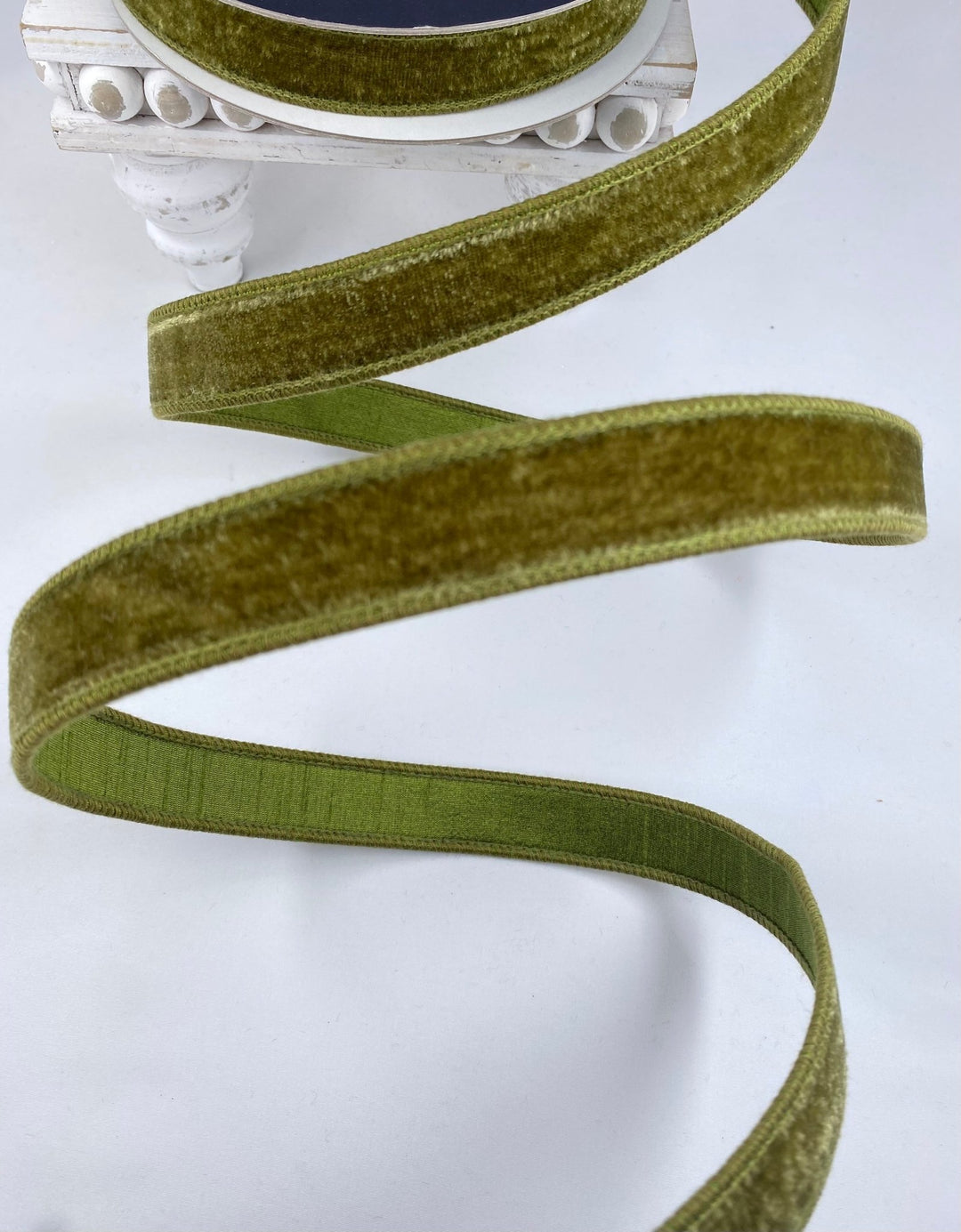 Olive Velvet Farrisilk Wired Ribbon - 1" - Greenery MarketRG008 - 76