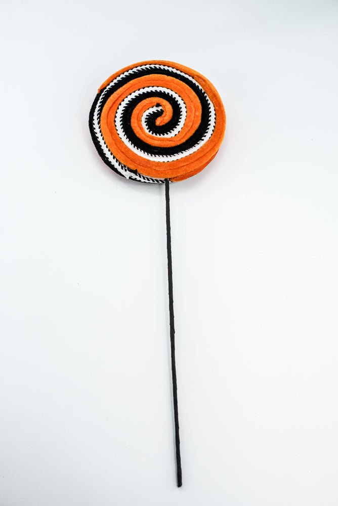 Orange and Black Velvet Ornament Lollipop - Greenery Market57245ORBK