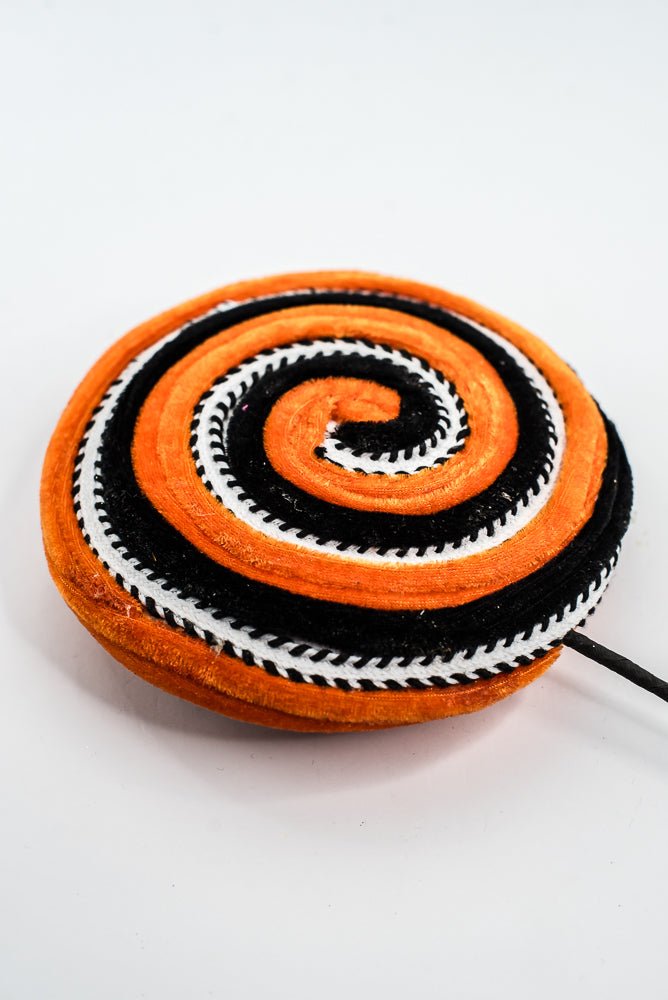 Orange and Black Velvet Ornament Lollipop - Greenery Market57245ORBK