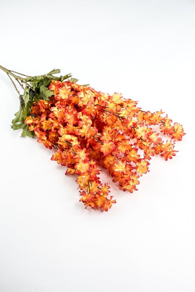 Orange delphiniums artificial flower bush - Greenery MarketArtificial Flora85332 - OR