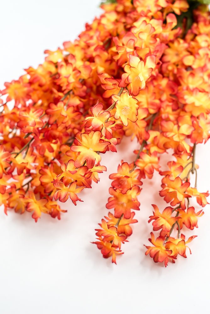 Orange delphiniums artificial flower bush - Greenery MarketArtificial Flora85332 - OR