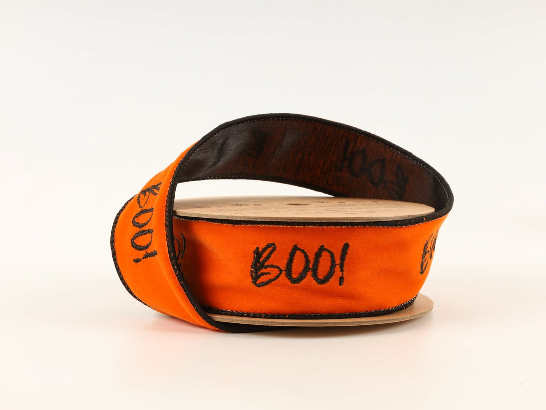Orange Embroidered Wired Ribbon - 1.5" - Greenery Market6910W - 058 - 38E