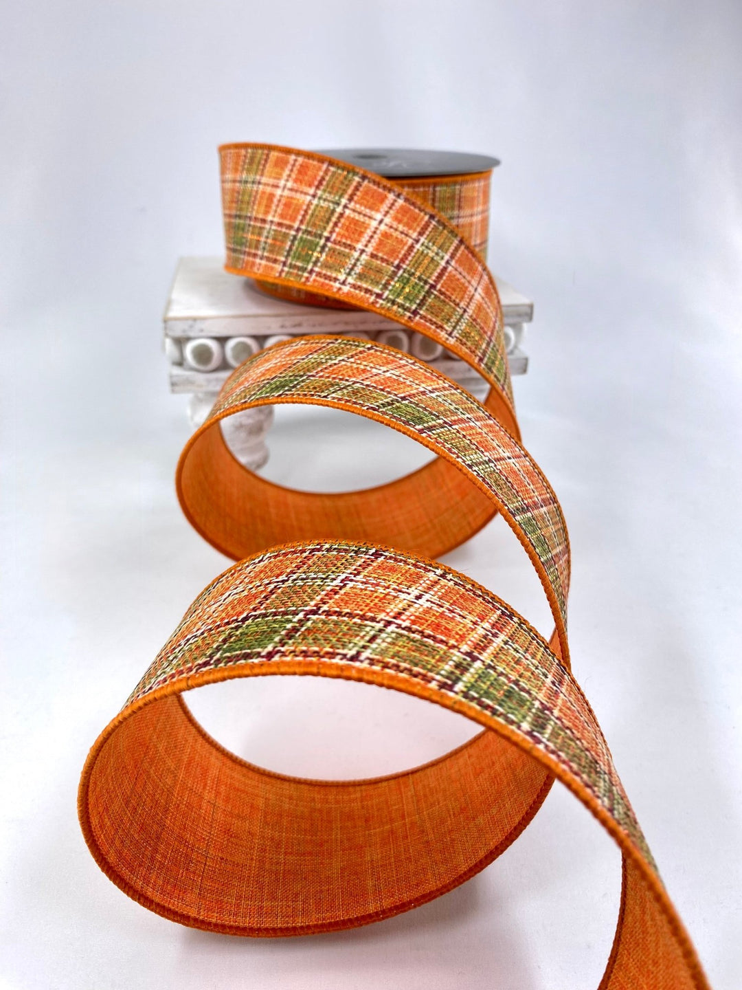 Orange & Green Autumn Tweed Farrisilk Wired Ribbon - 2.5" - Greenery MarketRibbons & TrimRS252 - 52