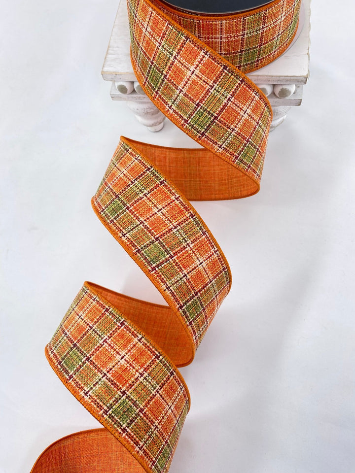 Orange & Green Autumn Tweed Farrisilk Wired Ribbon - 2.5" - Greenery MarketRibbons & TrimRS252 - 52