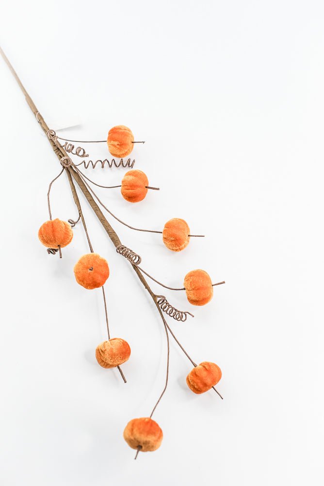 Orange Mini Velvet Pumpkin Spray - Greenery Market40292 - OR