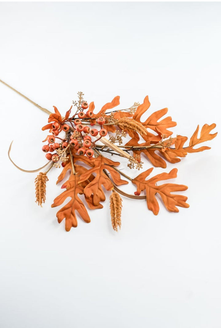 Orange Oak Leaves Berry Spray - Greenery Market57214OR