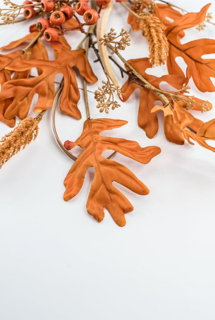 Orange Oak Leaves Berry Spray - Greenery Market57214OR