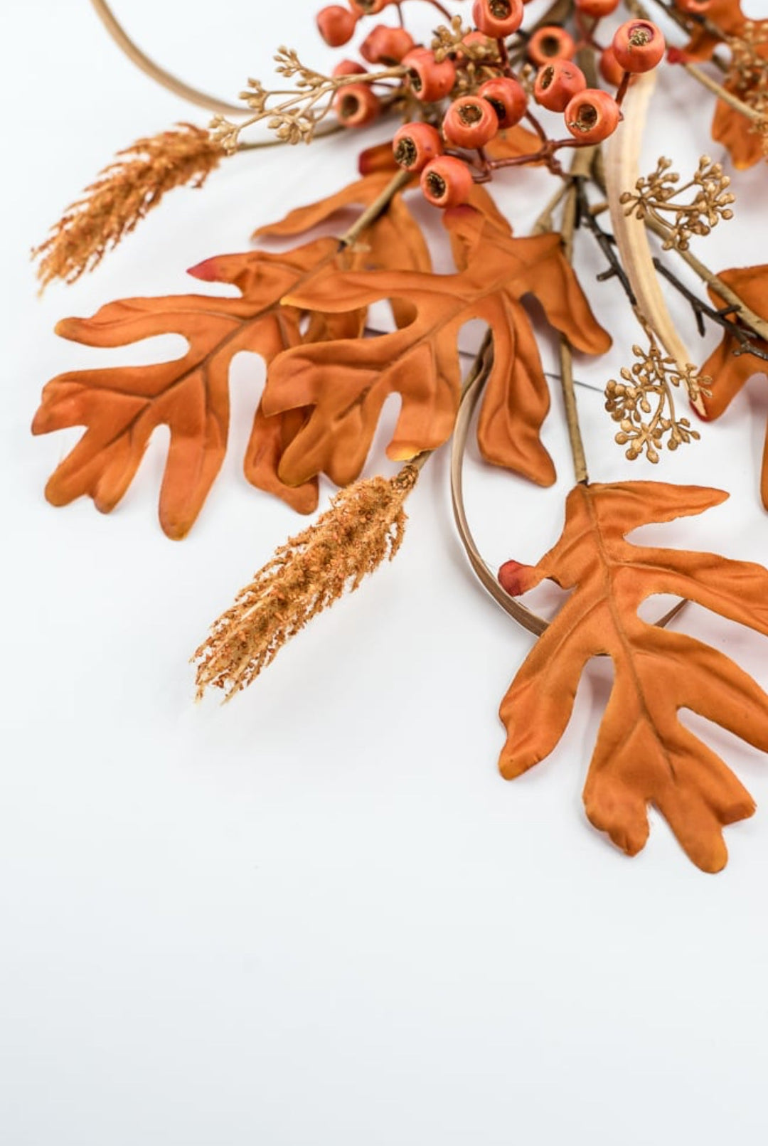 Orange Oak Leaves Berry Spray - Greenery Market57214OR