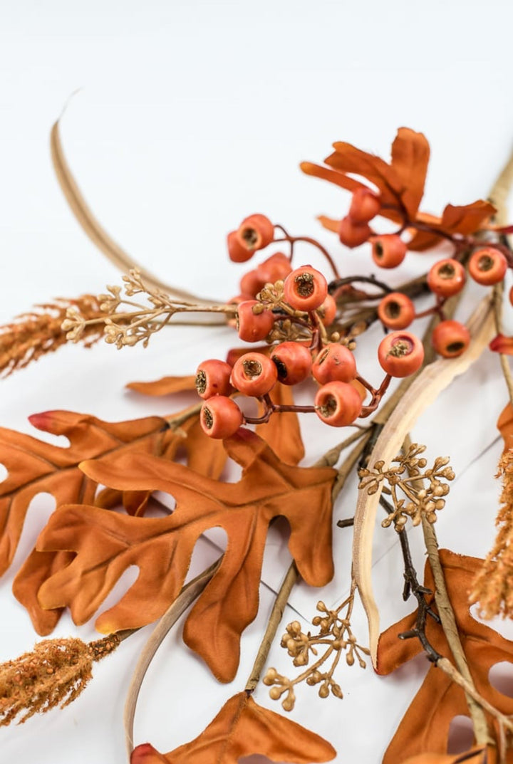 Orange Oak Leaves Berry Spray - Greenery Market57214OR
