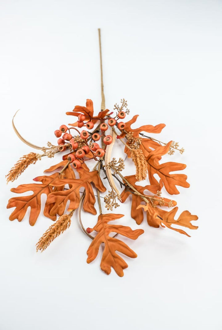 Orange Oak Leaves Berry Spray - Greenery Market57214OR