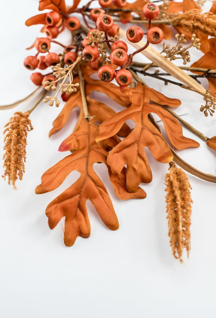 Orange Oak Leaves Berry Spray - Greenery Market57214OR