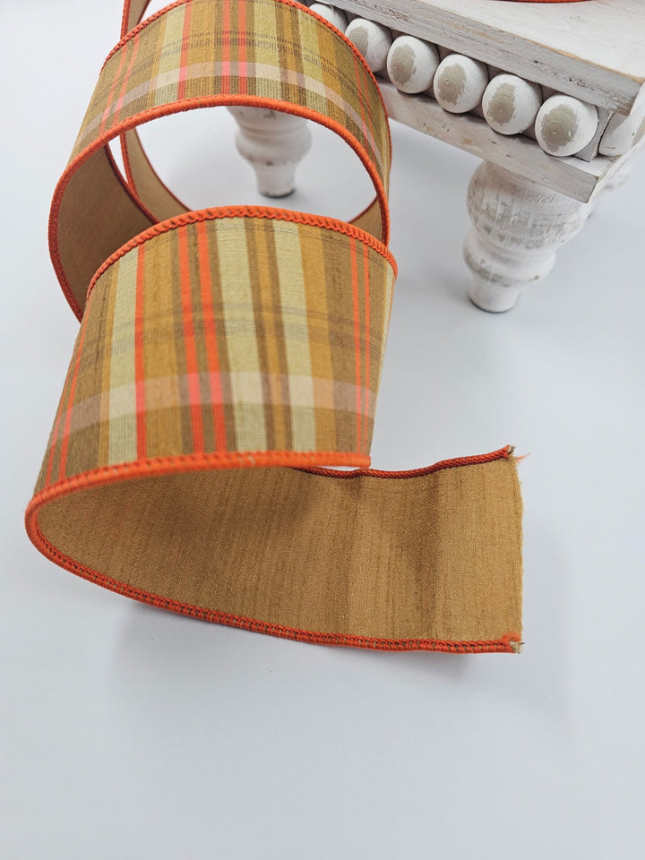 Orange Prescott Plaid Farrisilk Wired Ribbon - 2.5" - Greenery MarketRibbons & TrimRK368 - 52