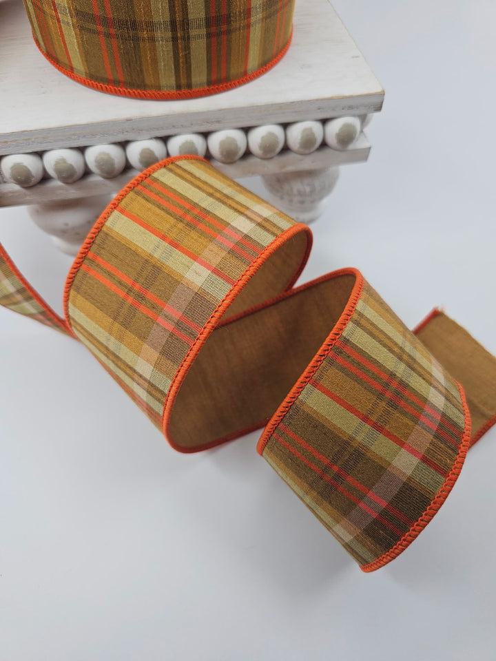 Orange Prescott Plaid Farrisilk Wired Ribbon - 2.5" - Greenery MarketRibbons & TrimRK368 - 52