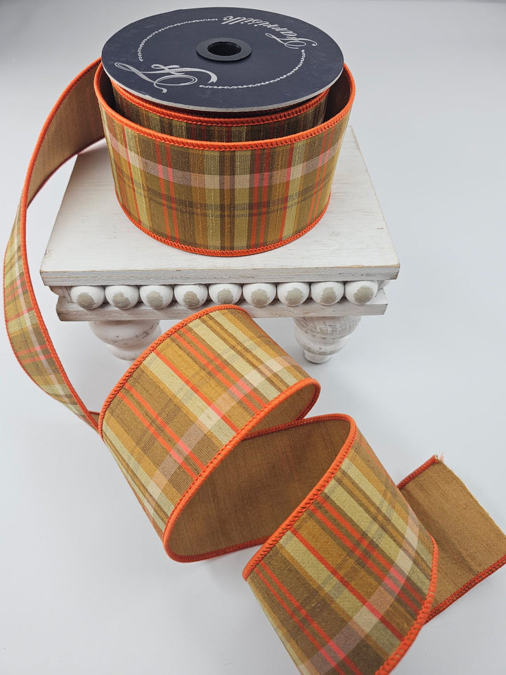 Orange Prescott Plaid Farrisilk Wired Ribbon - 2.5" - Greenery MarketRibbons & TrimRK368 - 52