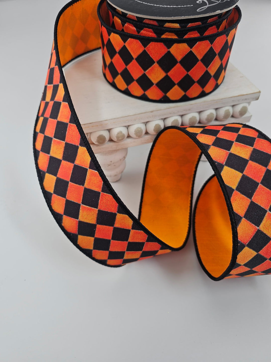 Orange Sketch Checks Farrisilk Wired Ribbon - 2.5" - Greenery MarketRibbons & TrimHR044 - 52