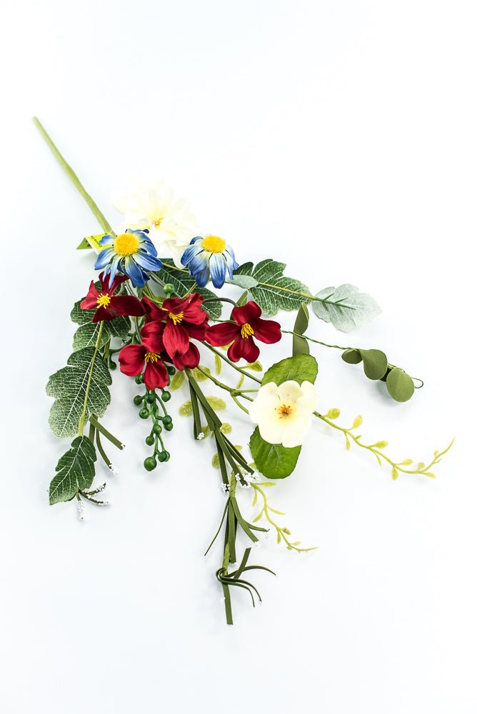Patriotic Daisy With Greenery Pick - Greenery Marketartificial flowers62562SP18