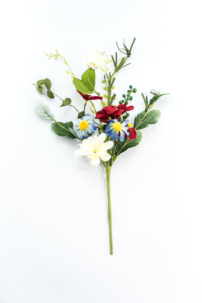 Patriotic Daisy With Greenery Pick - Greenery Marketartificial flowers62562SP18