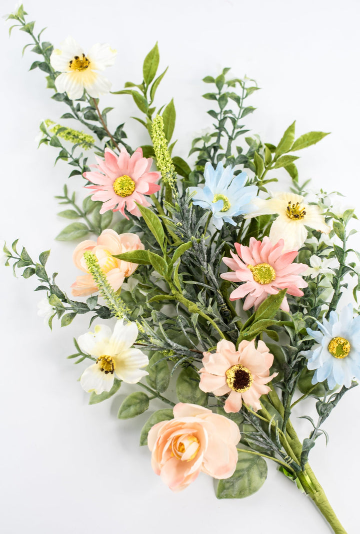 Peach and blue silk flower spray - Greenery Marketartificial flowers63346SP30