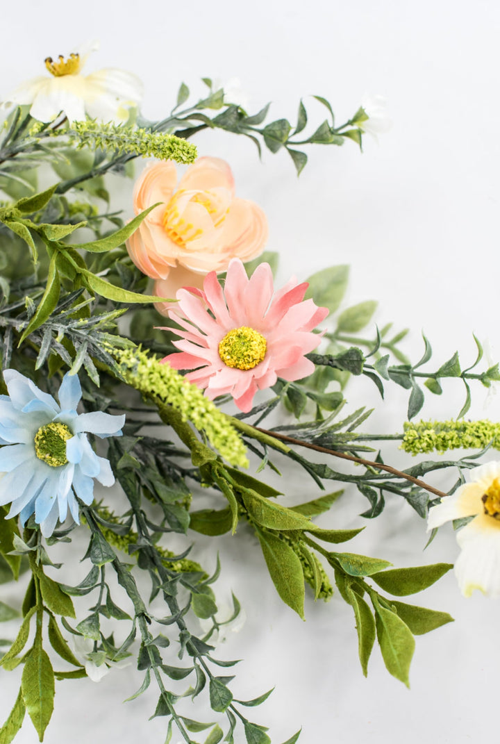 Peach and blue silk flower spray - Greenery Marketartificial flowers63346SP30