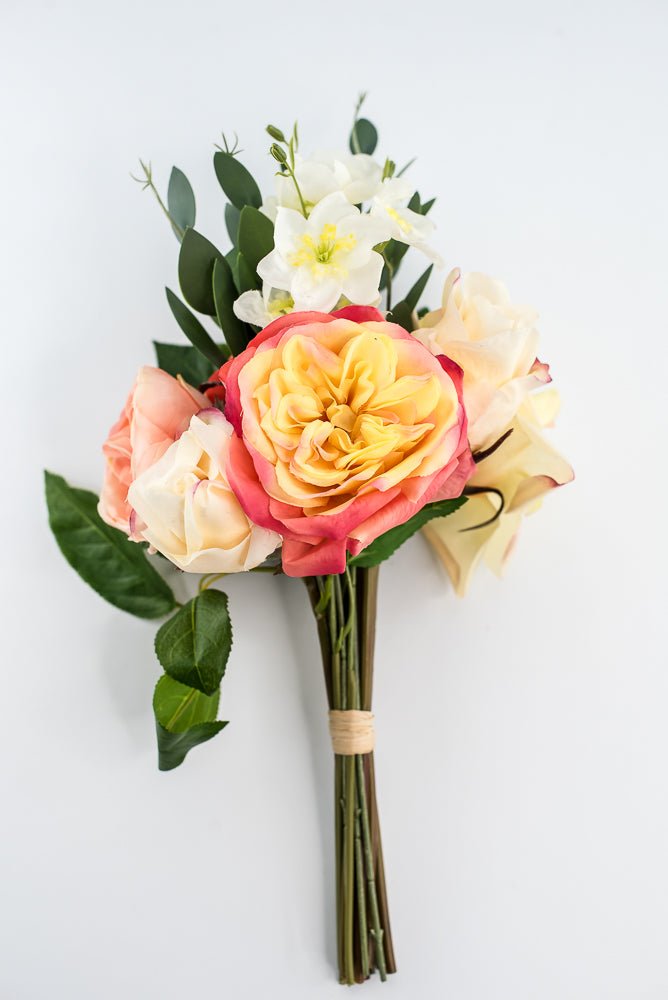 Peach coral, soft touch, life like flower bundle - real touch - Greenery Market2622018PC