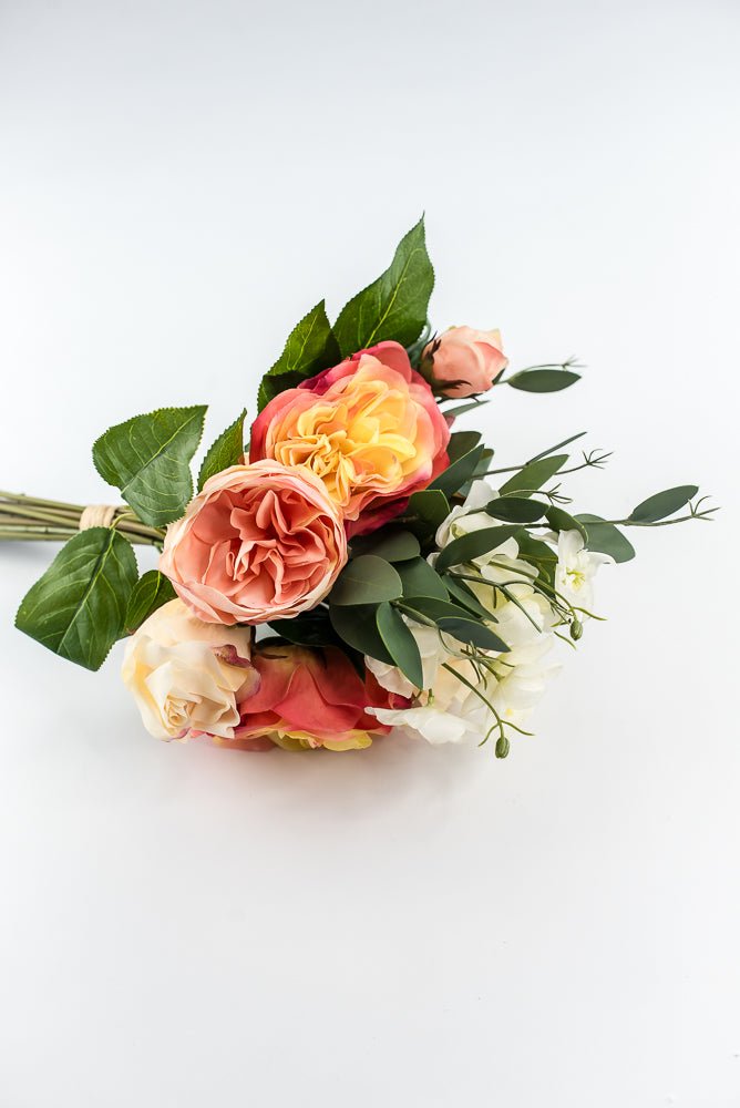 Peach coral, soft touch, life like flower bundle - real touch - Greenery Market2622018PC