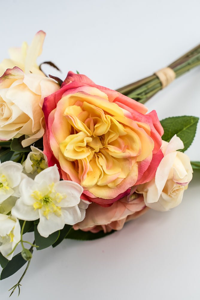 Peach coral, soft touch, life like flower bundle - real touch - Greenery Market2622018PC