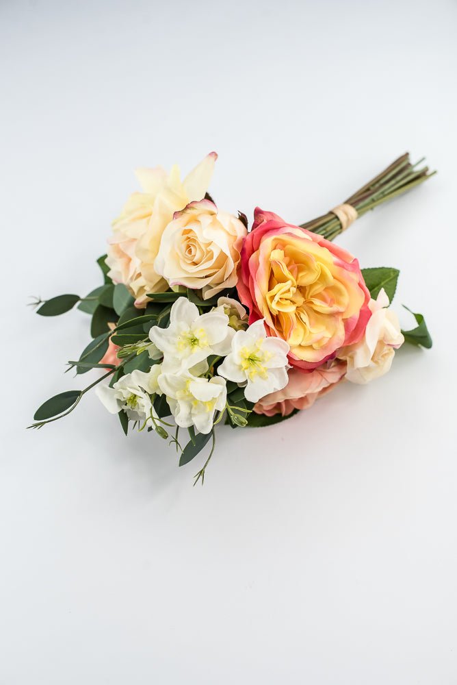 Peach coral, soft touch, life like flower bundle - real touch - Greenery Market2622018PC