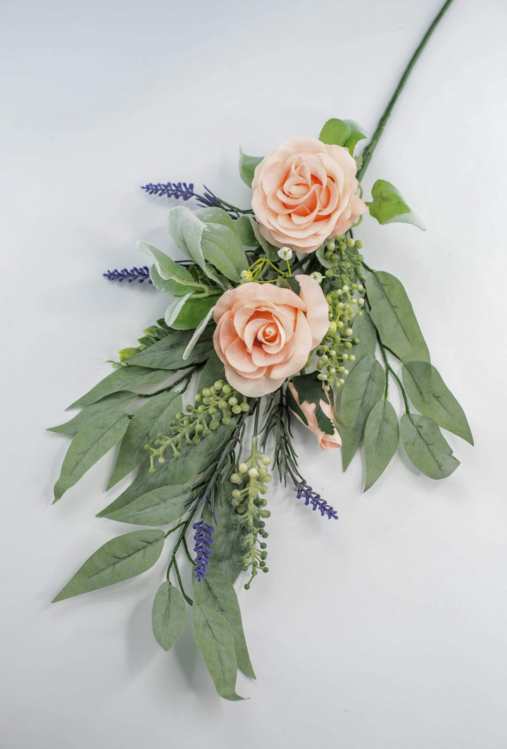 Peach rose spray and greenery - Greenery Market84971 - PH