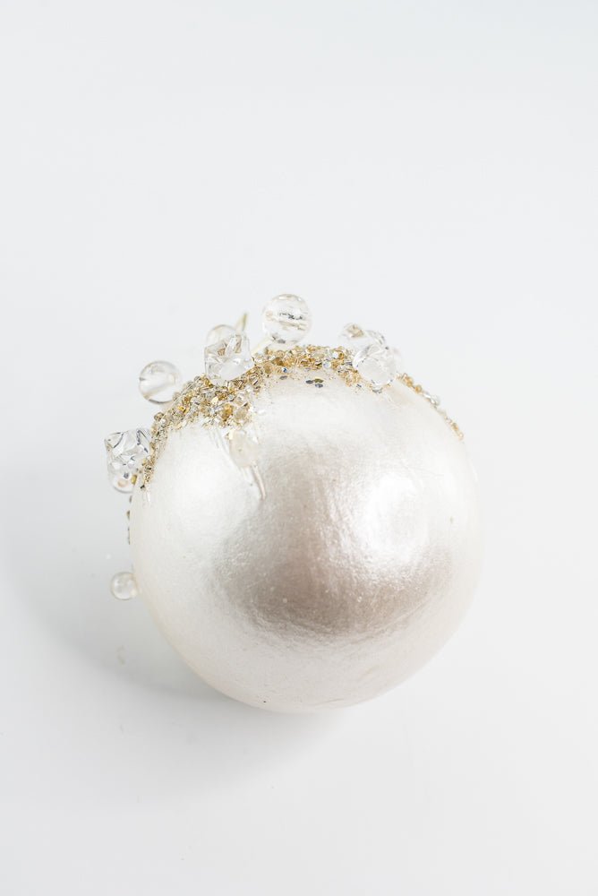 Pearl Crystal Bejeweled Ball - 5" - Greenery MarketFW361-63