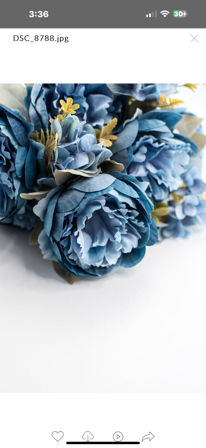 Peony and hydrangea mixed bush - blue - Greenery Market84567 - BL
