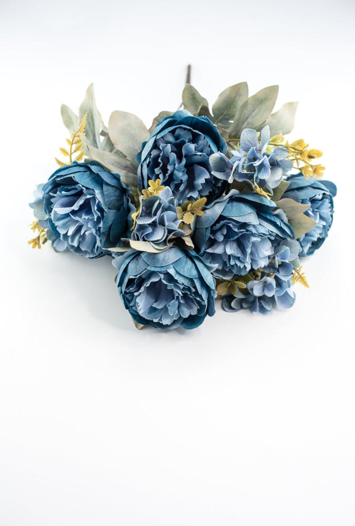 Peony and hydrangea mixed bush - blue - Greenery Market84567 - BL
